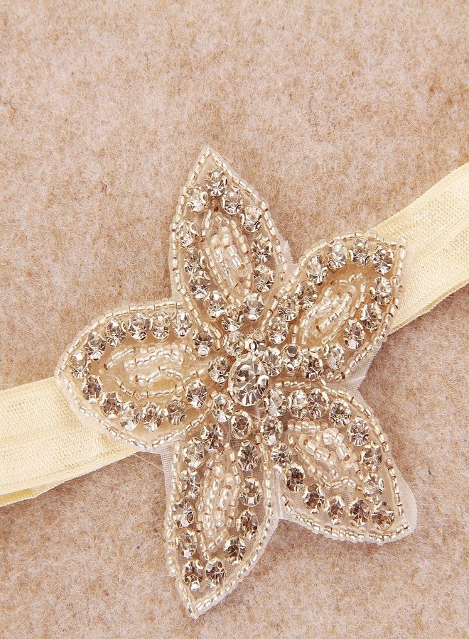 Nishine Girls White Rhinestone Flower Headband Pack Baby Christening Baptism Headband for Baby Shower Wedding Hair Accessories (Star-3 Pack) - Image 4